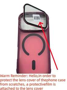 Luxury Lens Frame Magnetic Phone Case, Compatible With IPhone 17 Pro Max/17/16/15/14 Plus/13/12 Pro Max/11, Supports Wireless Charging, Shock-Resistant Armor Frame Transparent Protective Cover With Lens Glass - 酒紅色 - 查看 10