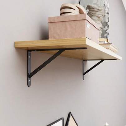 2件套壁挂式三脚架，带可调节金属支架和单面隔板 | 最大承重300磅，节省空间的双层置物架，适用于家庭、厨房、浴室和卧室