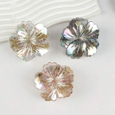 3件套欧美彩色3D花朵夹发夹甜美时尚渐变色蛋卷心形花朵发卡发爪夹发饰头饰发饰女性