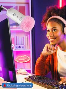 Blue Ye Ti Pop Filter - Microphone Cover, Furry Wind Muff, Mic Windscreen For SoloCast | Ye Ti | Nano | Fifine AM8 | Seiren / V3 Mini And More USB Mics, Pink - one-size - View 11