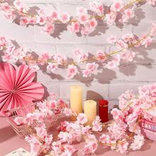 Cherry Blossom Garland, 4 Pack Artificial Cherry Flower Vines Pink Silk Sakura Vine Hanging For Wedding Party Arch Office Table Spring Summer Valentine Floral Home Decor - 粉色 - 查看 5