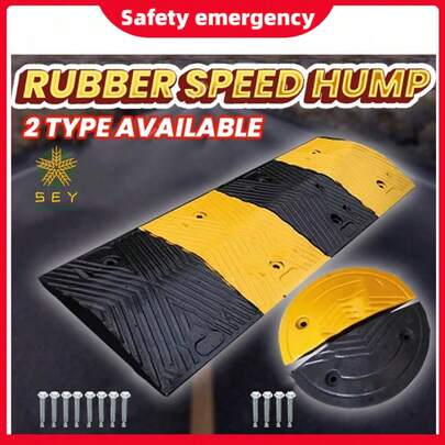 [COD] Vehicle Safety Rubber Speed Bump, Road Hump End Cap Parts, Yellow And Black, Flexible And Durable, High Quality, In Stock, Malaysia