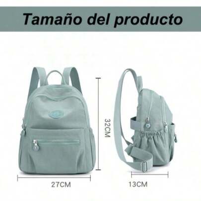 Mochila Casual de Nylon para Mujer – Bolso de Hombro Ligero, Impermeable y con Múltiples Compartimentos – Ideal para Viajes, Uso Diario y Escuela