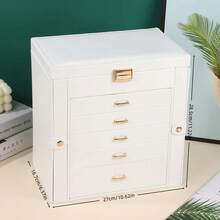 SONGMICS 6-Tier Jewelry Box With 5 Drawers, Large Capacity Storage, With Mirror, Lockable, Jewelry Organizer, Gift For Loved Ones, Can Store Earrings, Rings, Necklaces, Watches, White, Black, Grey ,Room Decor - Multicolor - View 10