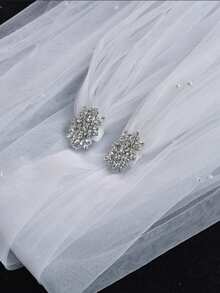 1对新娘翅膀头纱珍珠婚纱头纱可拆卸袖新娘肩部婚礼披肩新娘配饰女士披肩 - 彩色 - 查看 7