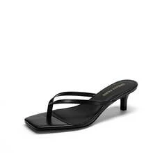 Women Kitten Heel Thong Heeled Sandals Fashion Open Toe Slip On Summer Sandals For Daily And Party Wedding Wearing - màu đen - Xem 3