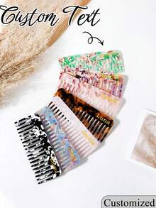 Customized Hair Comb With Gift Box, Bridesmaid Gift, Personalized Acrylic Hair Comb With Letter, Marble Hair Comb, Pocket Hair Comb, Engraved Hair Comb, Personalized Name Hair Comb, Customized Engraved Hair Comb With Text, Bridesmaid Gift, Her Birthday Gift - Multicolor - View 4
