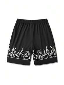 男士夏季薄款T恤套装，休闲时尚T恤短裤套装 - 黑色 - 查看 5