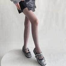 Spring Summer New Sheer Velvet Pantyhose Women Candy Color Sheer Nude Tights Y2K Sexy E-Girl Soft High Waist Hosier - T Blue - 查看 4