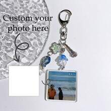 1pc Handmade Customized Wave Globe Bead Keychain | Summer Flowing Wave | Matching Decor | Customized Photo Keychain - Couple Music Edition - View 15