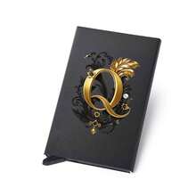 Diseño de letra A de metal, Soporte de tarjeta metálico emergente unisex | Bloqueo RFID + Superficie mate ultra delgada, Regalo de negocios/regalo festivo ideal, Diseño magnético emergente para un fácil acceso a las tarjetas, Material de aleación de aluminio, Calidad premium - Multicolor - Ver 55