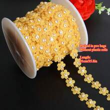 1pc 1.5cm/0.59in Width Elegant Double Line Plastic Plum Blossom Beaded Chain Trim With Rhinestones Garland For Sewing Bridal Dress Decor Weddings Party Home Decor, DIY Creative Decorations, Jewelry Making Kits, Gift Wrap Decoration (91cm/35.8in Per Pack) - Chain - View 17