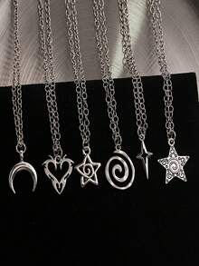6件套复古哥特风项链，星月吊坠，朋克风哈拉吊坠，男女皆宜的时尚饰品，适合日常佩戴和特殊场合，是情人节、复活节、万圣节的理想礼物 - 星月陽項鍊6件套 - 查看 22