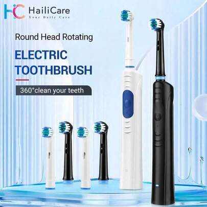 Hailicare فرشاة أسنان كهربائية ذكية للكبار، 3 أوضاع تنظيف لتبييض الأسنان، مقاومة للماء بمعيار IP67 وبطارية تدوم لمدة 30 يوم مع 4 رؤوس فرشاة، شحن بمنفذ USB-C، مؤقت تذكير لمدة دقيقتين، محمولة للاستخدام في المنزل والسفر والمكتب والنادي، خيار هدية رائع