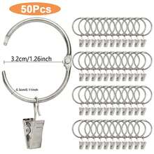 10pcs/30pcs/50pcs Curtain Rings With Clips (32mm/1.25inch) Inner Diameter, Hanging Rings And Curtain Hooks, No Need To Remove Curtain Rod, Roman Rod, Easy Installation, Suitable For Living Room And Bedroom Curtain Hooks, Shower Curtain Hooks Decorative Curtain Rings (Gold, Black, Silver) - Multicolor - View 14