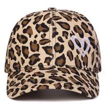 1pc Women's Heart Embroidery Leopard Print Baseball Cap, Street Fashion Hat, Outdoor Sun Protection Casual Cap For Spring Autumn Travel Beach,Summer - Multicolor - View 3