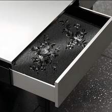 1 Rolle Vintage schwarzes Blumenmuster abnehmbares Vinyl Tapete, geeignet für Zimmer, Badezimmer, Bar, Schlafzimmer, TV Hintergrund, Schrank, Schublade, Tischplattendekoration, DIY Tapete, 45cm*1000/500/300/100cm - Schwarz - Übersicht 7
