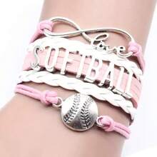 1pc Handmade Woven Lace-Up Letter Baseball Charm Bracelet - Adjustable Soft Ball Shaped Jewelry, Suitable As Gift For Athletes, Teams And Coaches - Multicolor - View 11