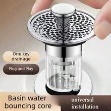 Brass Pop-Up Sink Drain, Press Type Drain Stopper Suitable For Bathroom Sink, Universal Pop-Up Drain Replacement, Anti-Leakage Sink Strainer - Multicolor - View 2