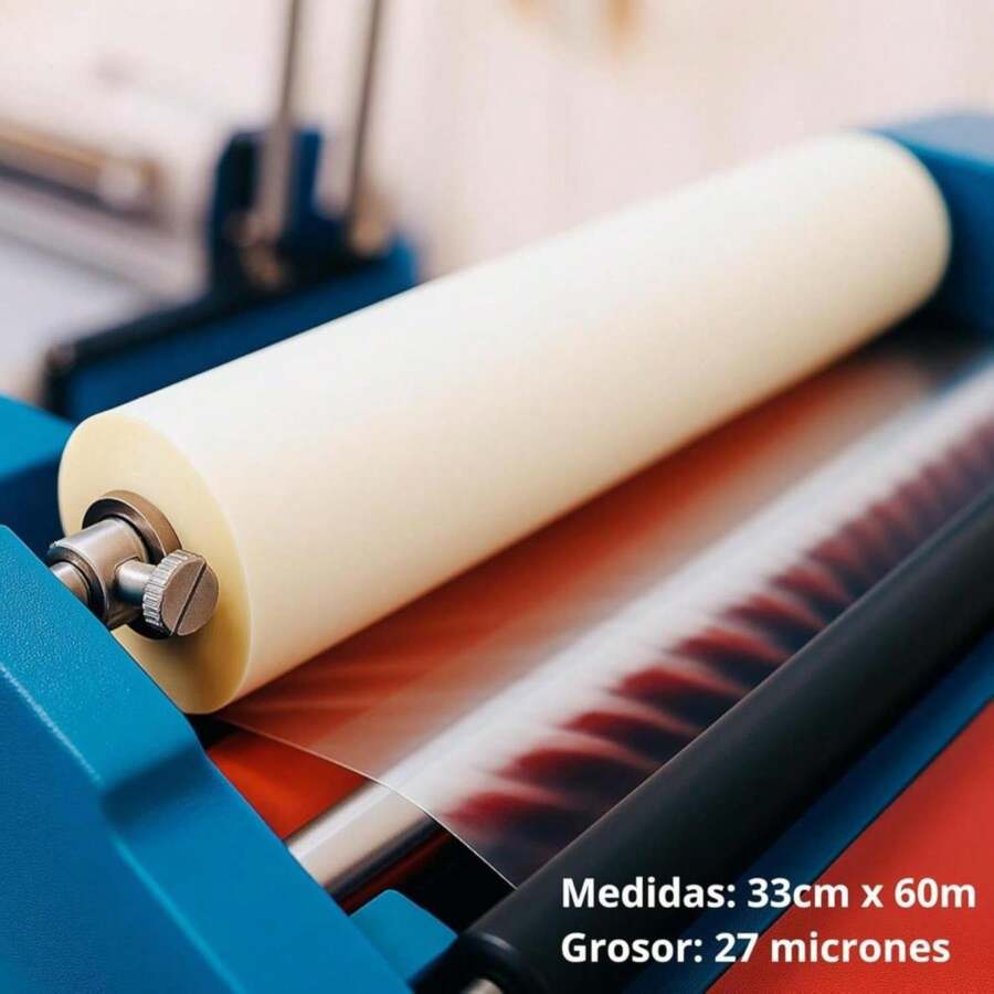 2 Rollos BOPP para Laminado Térmico 33cm x 60m c_u | 1 Brillante y 1 Mate | Película de 27 Micrones | Acabado Profesional para Laminadora Térmica | Ideal para Oficinas y Papelerías - Blanco - Ver 1