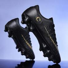 Men's 5-A-Side Football Shoes, Indoor Use, Comfortable Non-Slip Breathable, Low-Top Professional Training Shoes, Suitable For Artificial Turf/Grass/Lawn AG Studs, Unisex - Black - View 2