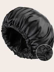 Awegeo 1pc Women's Solid Color Double-Layer Satin Sleep Cap, Adjustable Drawstring & Button, Fashionable Sleep Hat For Daily Wear, Protects And Styles Hair Hair Sleep Cap Sleep Bonnet - Xanh nhạt - Xem 6