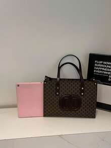 时尚复古新款M品牌装饰单肩手提包，便携手提包，适合女性购物、通勤上班和日常使用 - 咖啡 - 查看 3