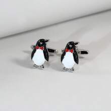 1对时尚卡通企鹅铜袖扣，休闲衬衫纽扣 - 彩色 - 查看 5