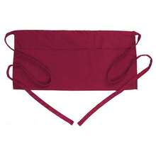 3/1pc Server Apron With 3 Pockets, Oil & Water Resistant Short Waist Apron For Female Waitress - Red - Burgundy - View 8