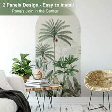 双联拱形墙贴，丛林绿叶植物拱形壁纸，自粘贴纸，床头板沙漠绿墙贴，波西米亚风格墙面艺术改造，防水壁画，即撕即贴 - 彩色 - 查看 5