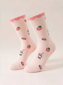 2 Pairs Women's Cartoon Pattern Sports Yoga Socks With Silicone Grip Bottoms, Indoor Workout, Dance, Yoga, Pilates Exercise Socks - Multicolor - View 3