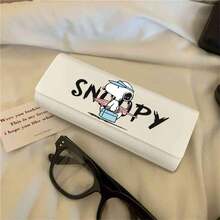 SNOOPY 1pc 2026 New Glasses Case, Classic Comic Book "Peanuts Comics" Merchandise, Must-Have For School Season! Made Of PU Leather Material, It Is Resistant To Pressure And Durable, With A Stable Closure. The White Body Is Paired With A Cute Pattern, Which Is Clean And Durable. - Multicolor - View 4