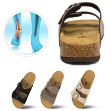 Women's Sandals With Adjustable Straps - Cork Footbed Comfort Slides For Summer Beach & Casual Wear - 褐色 - 查看 6