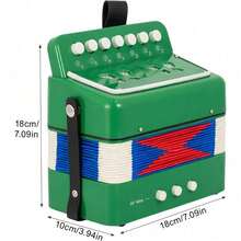 Shoze The Accordion With 10 Keys Is A Music Instrument Suitable For Beginners, Equipped With An Air Valve. It Is An Educational Instrument With A Lightweight And Portable Design, Making It Very Suitable For Early Music Education And Performance - 綠色 - 查看 3