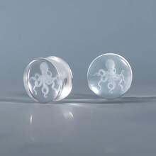 2个白色章鱼造型洁净玻璃双喇叭耳塞耳廓扩张器耳扩重量夏季身体穿刺饰品女士/圣帕特里克节女士耳环新款饰品礼品 - 玻璃-2 - 查看 8