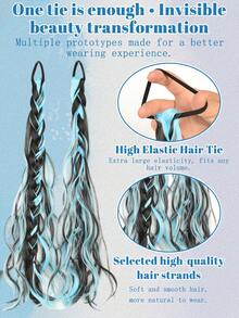 Synthetic Messy Braid, Pink Blue Grey Wig Braid, Boxer Braid Wig Women Ponytail New Chinese Fried Dough Twists Long Braid - Multicolor - View 7