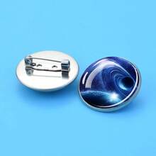 1 pieza Broche con diseño de espacio, galaxia, universo cósmico, luna soñadora, estrella y cielo nocturno con cristal incrustado, accesorio de moda como regalo para hombres y mujeres - Plateado - Ver 9