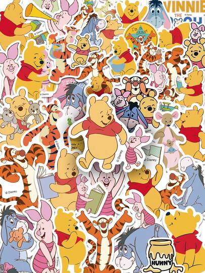  50 piezas Pegatinas de Winnie the Pooh de Disney, recuerdos de fiesta de Winnie, pegatinas de dibujos animados de Winnie, pegatinas de vinilo resistentes al agua