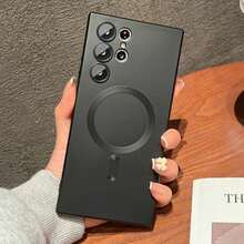 1个Hadaasi黑色奢华磁吸手机壳,兼容三星Galaxy S26Ultra/S26Plus/S26/S26Edge/S26Pro/S25Ultra/S25Plus/S25Edge/S25FE/S24 S25 S22 S23 Ultra Plus S20 S21 FE Note 20/A57/A37/A17/A07/A56/A36/A26/A55/A35/A25/A15/A24/A34/A14/A16/A06/A05S,柔软TPU材质,圣诞礼物,防震防摔金属光泽手机壳,国际版,非国内版 - 黑色 - 查看 10