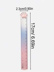 1pc Random Color/3PCS Mixed Color, Cute Cat Paw Ruler, 15cm Gradient Color Ruler, Student Stationery - Color - View 3