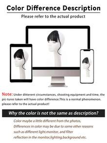 合成纤维刘海假发，逼真高冠，自然隐形法式刘海，韩式轻盈飘逸刘海，逼真蓬松发量，日式漫画风格鬓角配龙须刘海。 - 彩色 - 查看 7