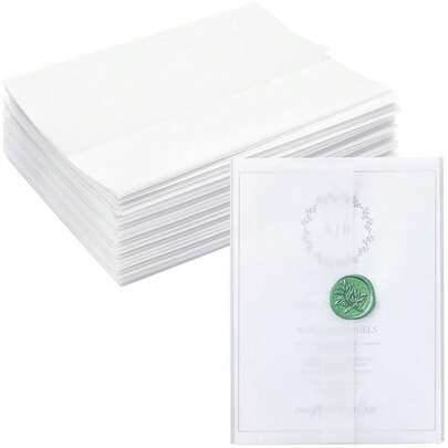 Vellum Jackets For 5x7 Invitations - Pre-Folded Translucent Sleeves & Wedding Envelope Liners - Elegant Wraps & Wedding Vellum Paper - 100-Pack, White Translucent - 5 X 7 In