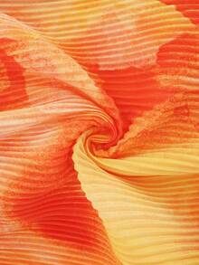 Women's Y2K Vacation Camisole - Orange Yellow Tie-Dye, Twist Front Ruffle Hem Babydoll Dress, Women's Summer Clothing, Elegant Romantic Style, Valentine's Day Outfit, Party Dress, Music Festival Outfit, Beach Wear, Casual Tops, Holiday Attire, Spring Summer Daily Wear, Wedding Guest Dress, Carnival Costume - Multicolor - View 8