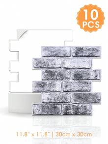 1/10/20片装仿砖纹自粘PVC墙板，3D装饰墙贴，11.8英寸 x 11.8英寸，防水耐热，适用于厨房、农舍、壁炉等场所。复古墙面装饰，室内装饰 - A - 查看 23
