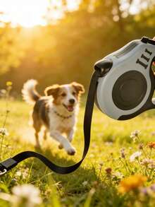 5M Durable Retractable Dog Leash, Dual Button Control And One-Click Brake Lock, Ergonomic Comfortable Handle, Battery-Free Operation, Suitable For Medium To Large Dog Breeds - Grey - View 5