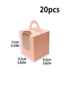 10个/20个/30个装，每个纸杯蛋糕盒带提手和透明窗口，也可作挞盒、玛芬盒、烘焙甜点包装盒，单个纸杯蛋糕袋带内衬和提手，适用于烘焙、婚礼、婴儿派对、生日、聚会、节日和庆典等场合。 - 查看 19