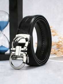 男士竹节纹压花PU皮带，采用自动扣设计。皮带扣有金色、银色和黑色三种镀层可选，皮带本身则有黑色和棕色两种颜色。这款皮带采用可调节棘轮设计，尽显奢华商务休闲风范，是父亲节和周年纪念日的理想礼物。 - 彩色 - 查看 5