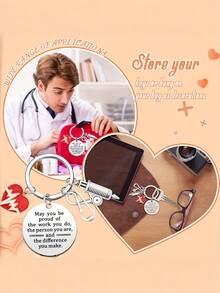 15pcs Nurse's Day Keychain Party Favors, Includes Keychain, Card, Ribbon, Nurse's Week Gift, Employee Appreciation Gift, Nursing Student Gift (Silver) - Party Keychain - View 4