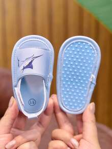 0-1 Years Old Infant Infant Boys/Girls Animal Pattern PU Hook And Loop Flat Casual Fashion Sandals, Suitable For Daily, Summer, Beach, And Toddler - Baby Blue - View 6