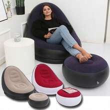 1 Stück aufblasbares Rückenlehnen-Sofa mit Fußstütze, PVC-Flockenmaterial, Outdoor Camping Stuhl, faltbarer Hocker, Zufallsfarbe - Zufällige Farbe - Übersicht 6